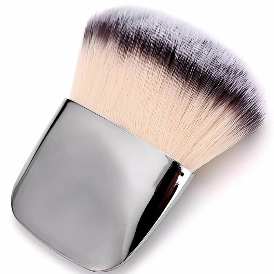 Jaasuee Mini Makeup Brushes Set - Soft Silver Portable Blush & Loose Powder Brush for Flawless Beauty Application