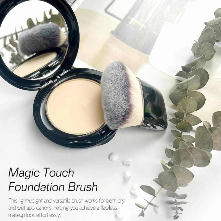Jaasuee Mini Makeup Brushes Set - Soft Silver Portable Blush & Loose Powder Brush for Flawless Beauty Application