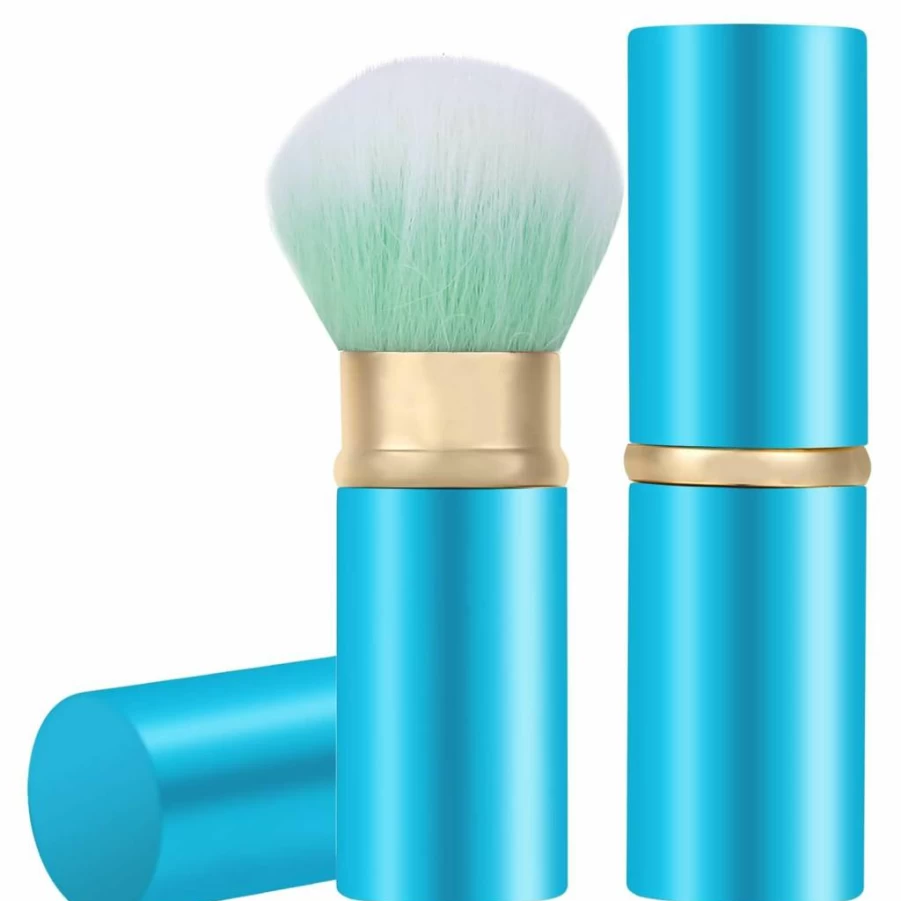 Falliny Retractable Kabuki Brush - Travel Blush & Powder Brush with Cover for Foundation, Bronzer, Highlighter | Portable Makeup Brush for Flawless Finish