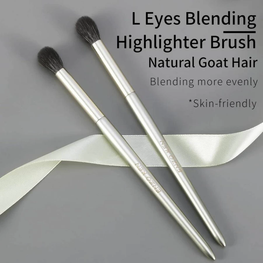 ENZO KEN Professional Natural Goat Hair Makeup Brush Set with Walnut Case - Soft Bristle Cosmetic Brushes for Flawless Makeup Application