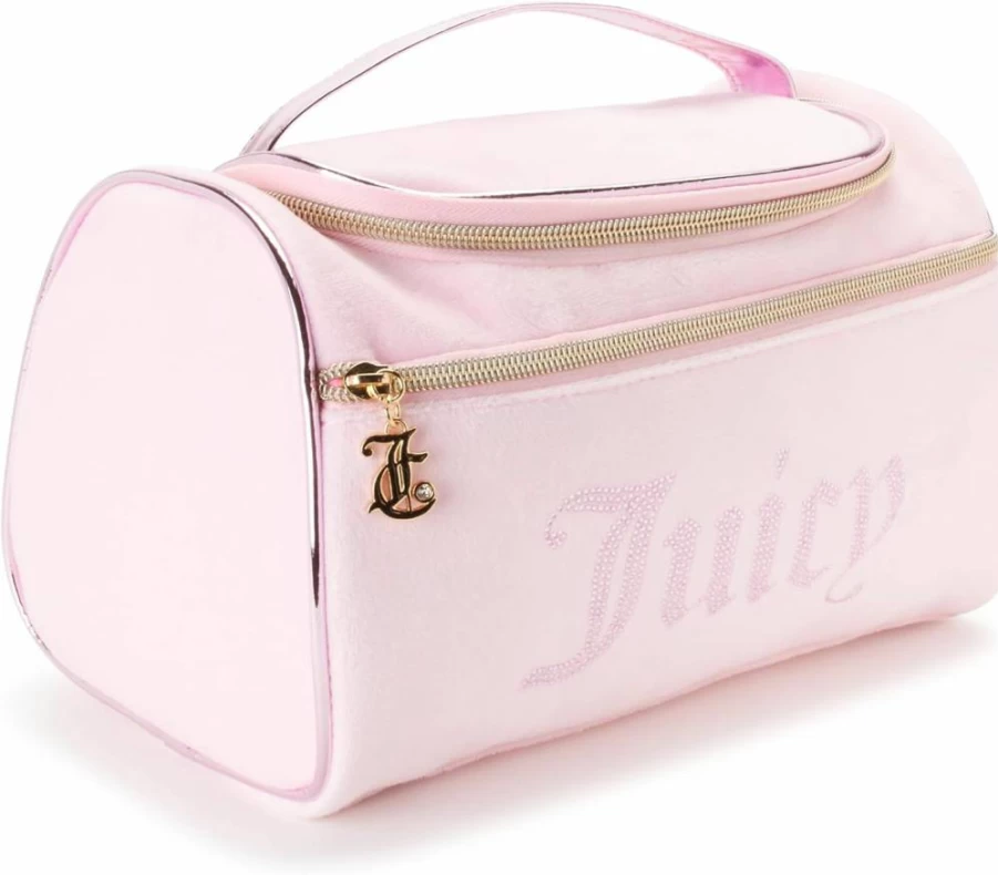 Juicy Couture Pink Hanging Travel Makeup Bag - Women's Small Toiletry & Cosmetics Duffel Organizer