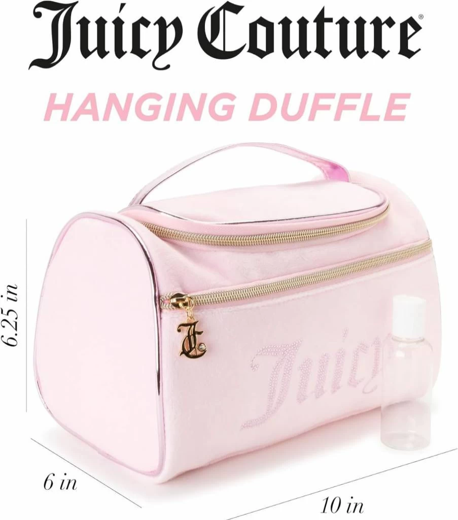 Juicy Couture Pink Hanging Travel Makeup Bag - Women's Small Toiletry & Cosmetics Duffel Organizer