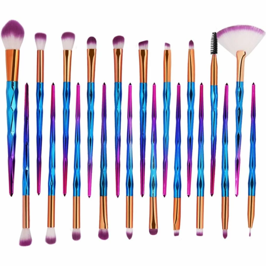 KOLIGHT 20-Piece Purple Makeup Brush Set - Eyeshadow, Eyeliner, Eyebrow, Lip, Foundation & Powder Cosmetic Brushes