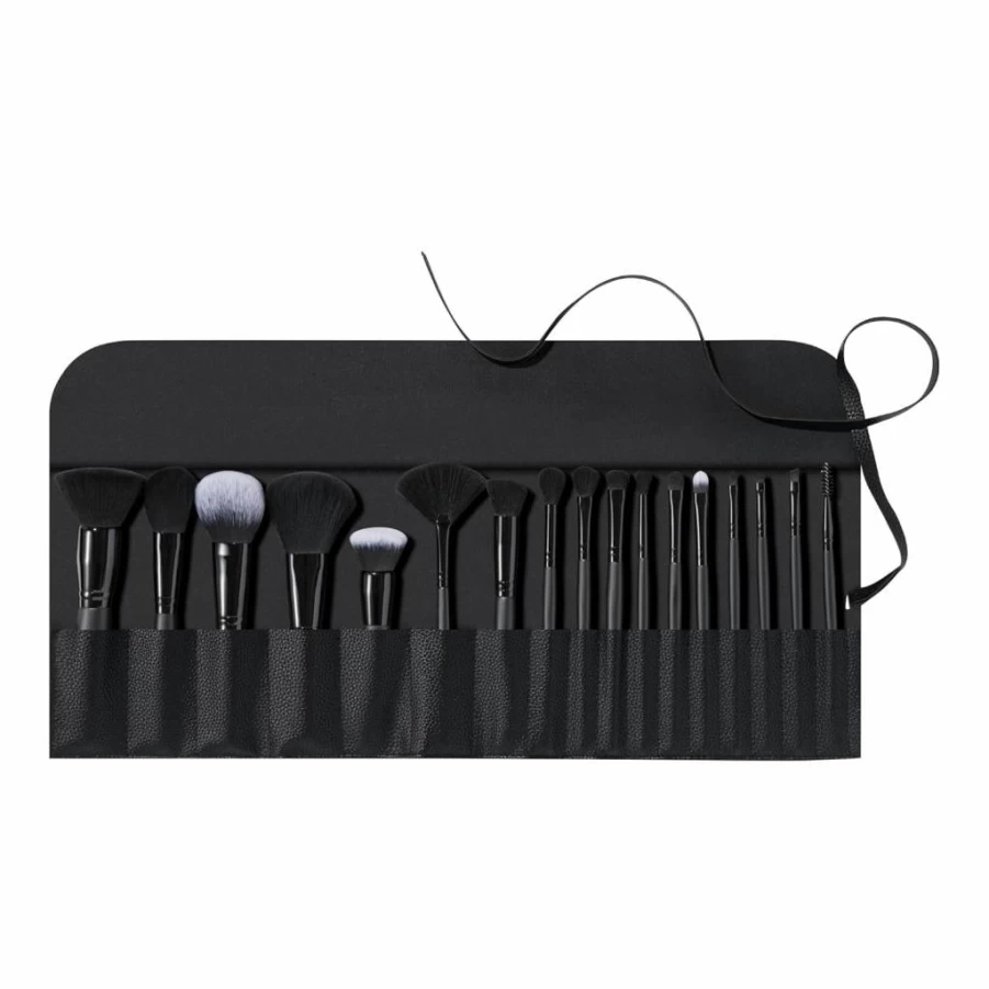 e.l.f. Ultimate 17-Piece Vegan Makeup Brush Set with Travel Roll - Cruelty-Free Brushes for Eyeshadow, Foundation, Powder & Concealer