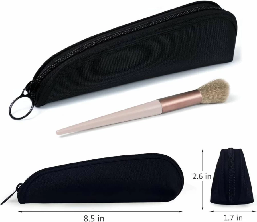 Aosbos Multi-Functional Travel Makeup Brush Organizer - Portable Cosmetic Pouch for Makeup Brushes, Black Compact Toiletry Bag