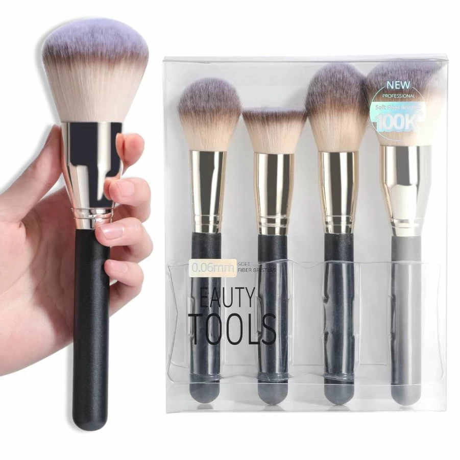 BS-MALL 4-Piece Premium Makeup Brush Set - Synthetic Foundation, Powder, Concealer Brushes for Flawless Cosmetics Application