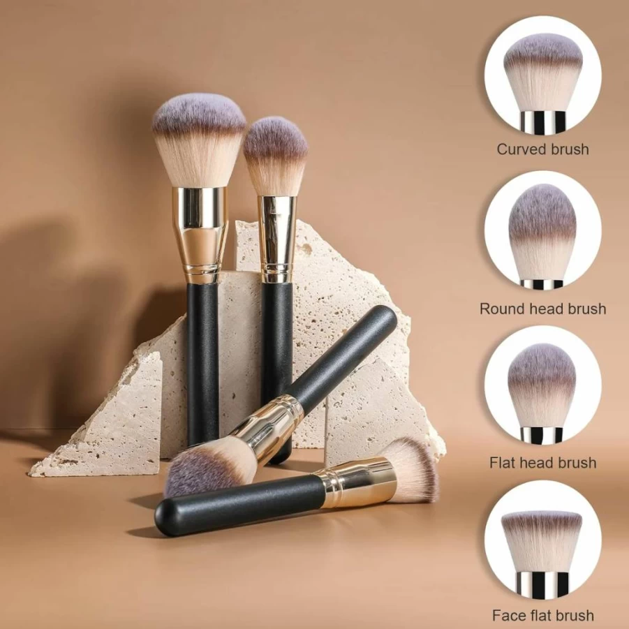 BS-MALL 4-Piece Premium Makeup Brush Set - Synthetic Foundation, Powder, Concealer Brushes for Flawless Cosmetics Application