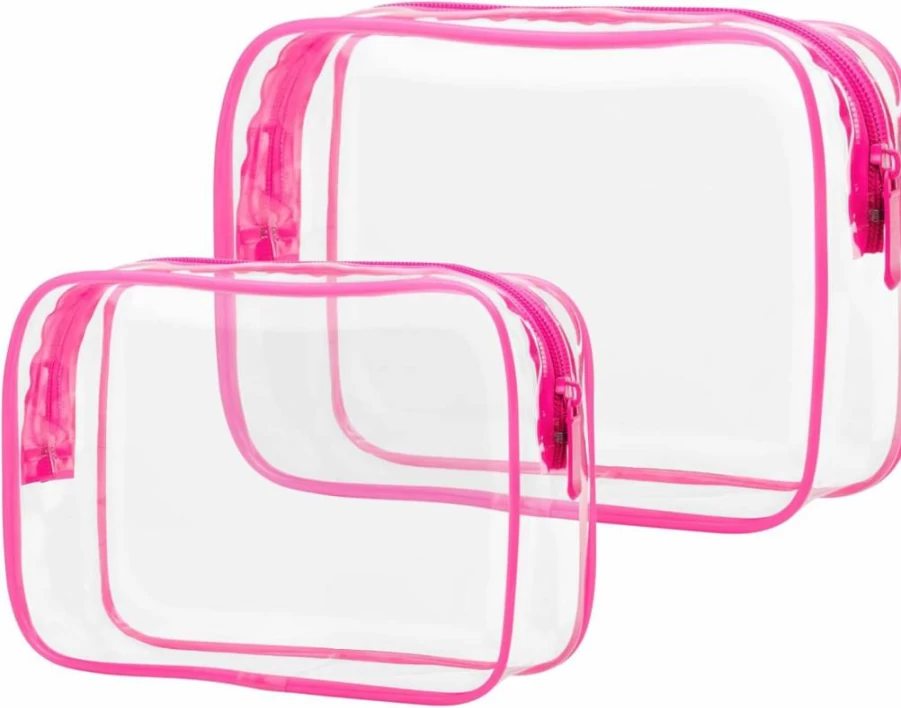 PACKISM 2-Pack Clear TSA Approved Toiletry Bag for Women, Quart Size Travel Makeup Organizer for Airports & Essentials