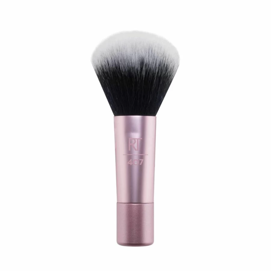 Real Techniques Mini Multitask Brush - Vegan Travel Blush, Bronzer & Powder Makeup Brush with Synthetic Bristles, Cruelty-Free (1 Count)