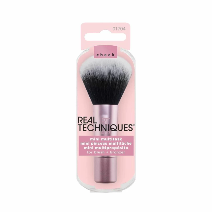 Real Techniques Mini Multitask Brush - Vegan Travel Blush, Bronzer & Powder Makeup Brush with Synthetic Bristles, Cruelty-Free (1 Count)