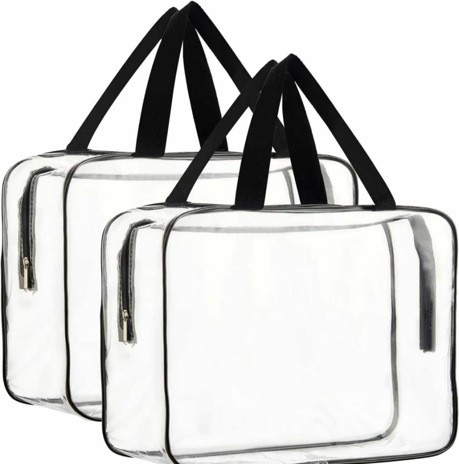 HAOGUAGUA Large Clear Makeup Organizer Bag - 2-Piece Waterproof Transparent Cosmetic Tote for Travel & Storage