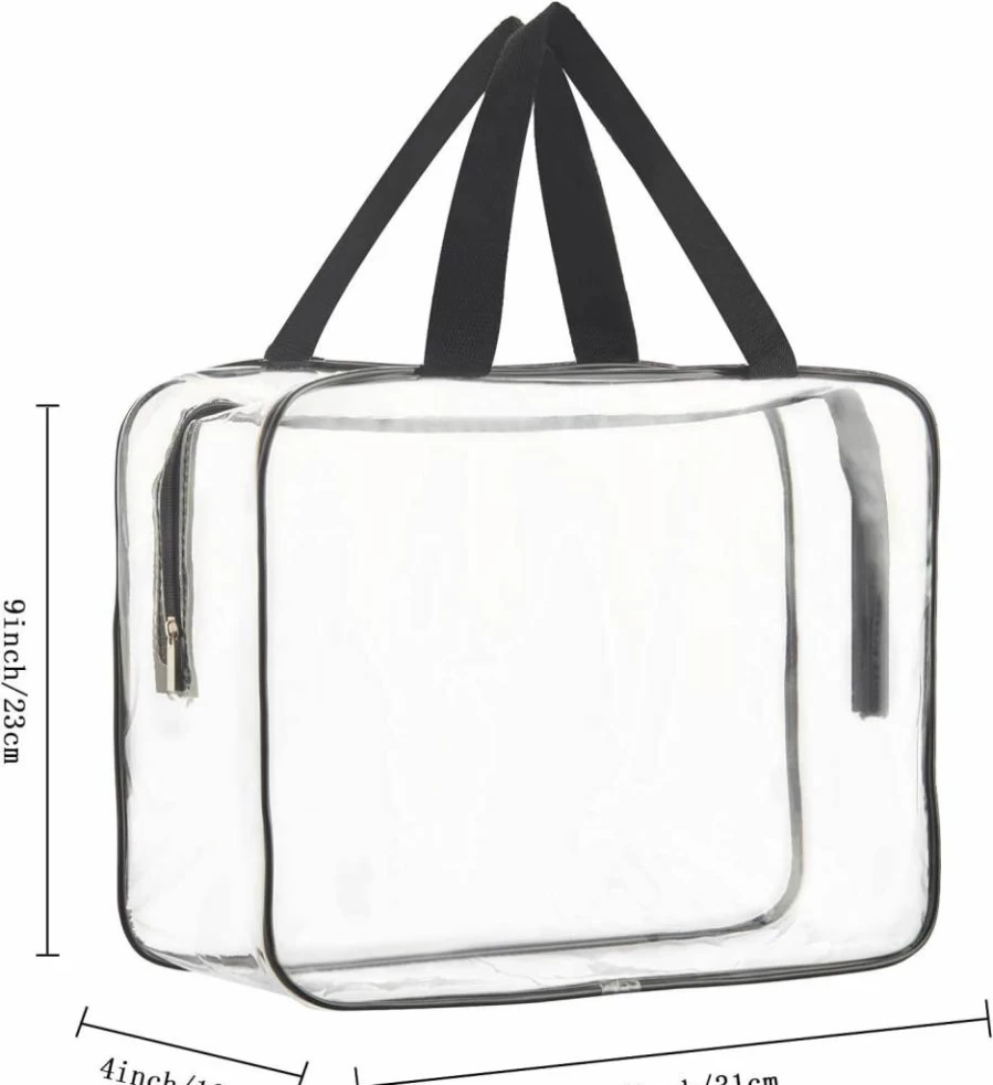 HAOGUAGUA Large Clear Makeup Organizer Bag - 2-Piece Waterproof Transparent Cosmetic Tote for Travel & Storage