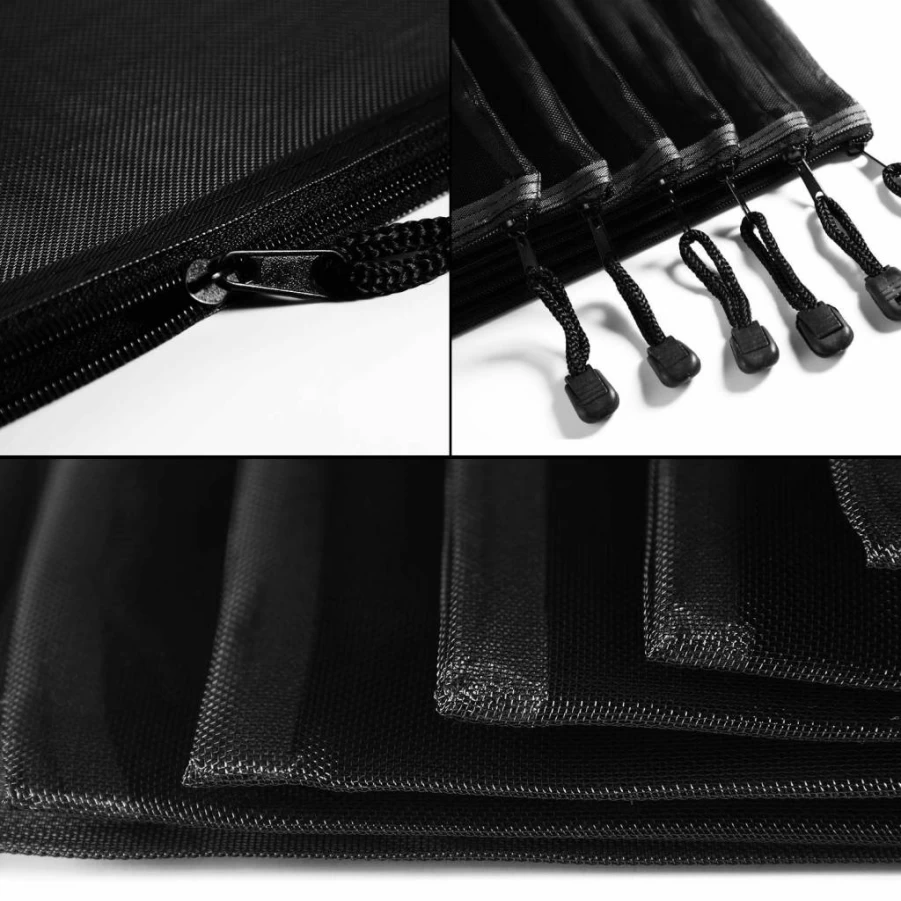 Norme 10-Pack Black Mesh Zipper Pouches for Makeup, Cosmetics, Travel & Pencil Storage - 9.5 x 7.1 Inch Reusable Organizer Bags