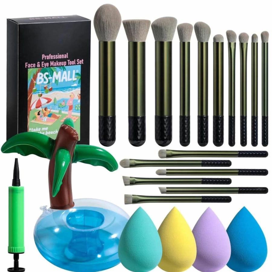 BS-MALL 23-Piece Premium Makeup Brush Set - Synthetic Foundation, Powder, Concealer & Eyeshadow Brushes with Travel Cup Holder