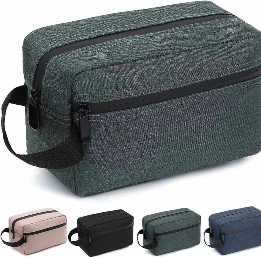 FUNSEED Water-Resistant Travel Toiletry Bag for Women & Men - Foldable Cosmetic Organizer with Handle & Divider Pockets for Shaving, Brushes, Toiletries Accessories