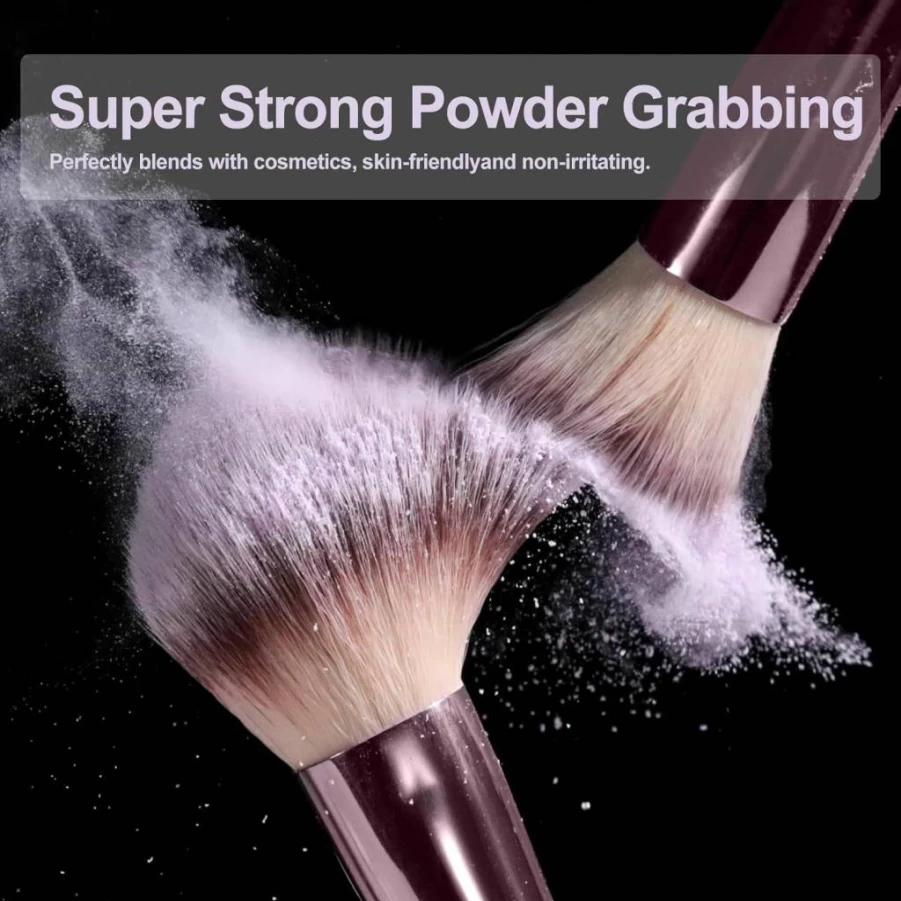 BS-MALL 14-Piece Mini Makeup Brush Set with LED Light Mirror - Foundation, Powder, Concealer, Eyeshadow Brushes (Apink)