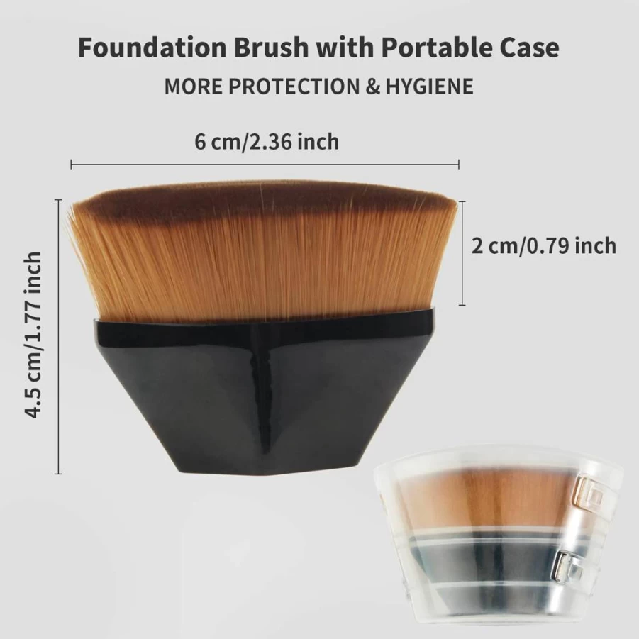 BEAHOT 4 Piece Foundation Brush Set - Flat Top Kabuki Makeup Brushes for Liquid, Cream & Powder Cosmetics with Travel Case