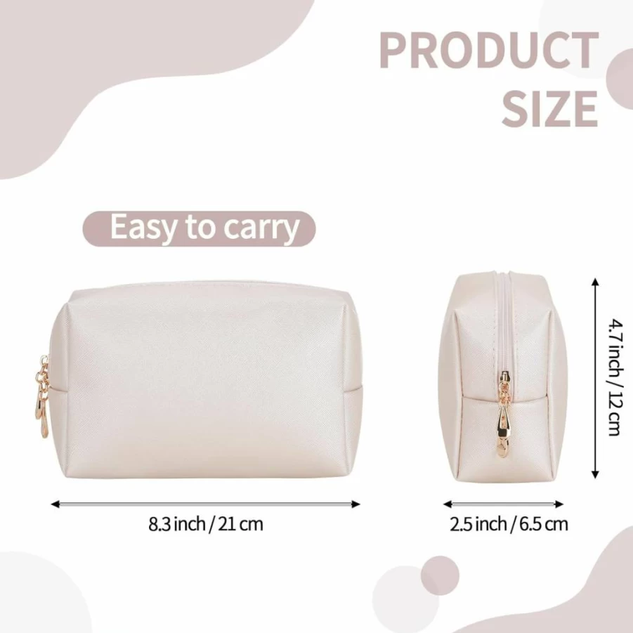 HAOGUAGUA Waterproof Makeup Bag for Women - Medium Pink Travel Cosmetic Organizer Pouch, Portable Toiletry Bag
