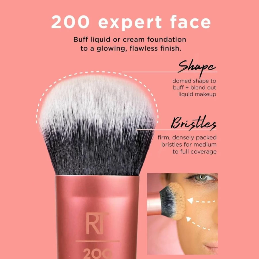 Real Techniques Mini Travel Duo: 2-Piece Makeup Brush Set with Foundation Brush & Blender Sponge for On-The-Go Blending, Latex-Free & Cruelty-Free