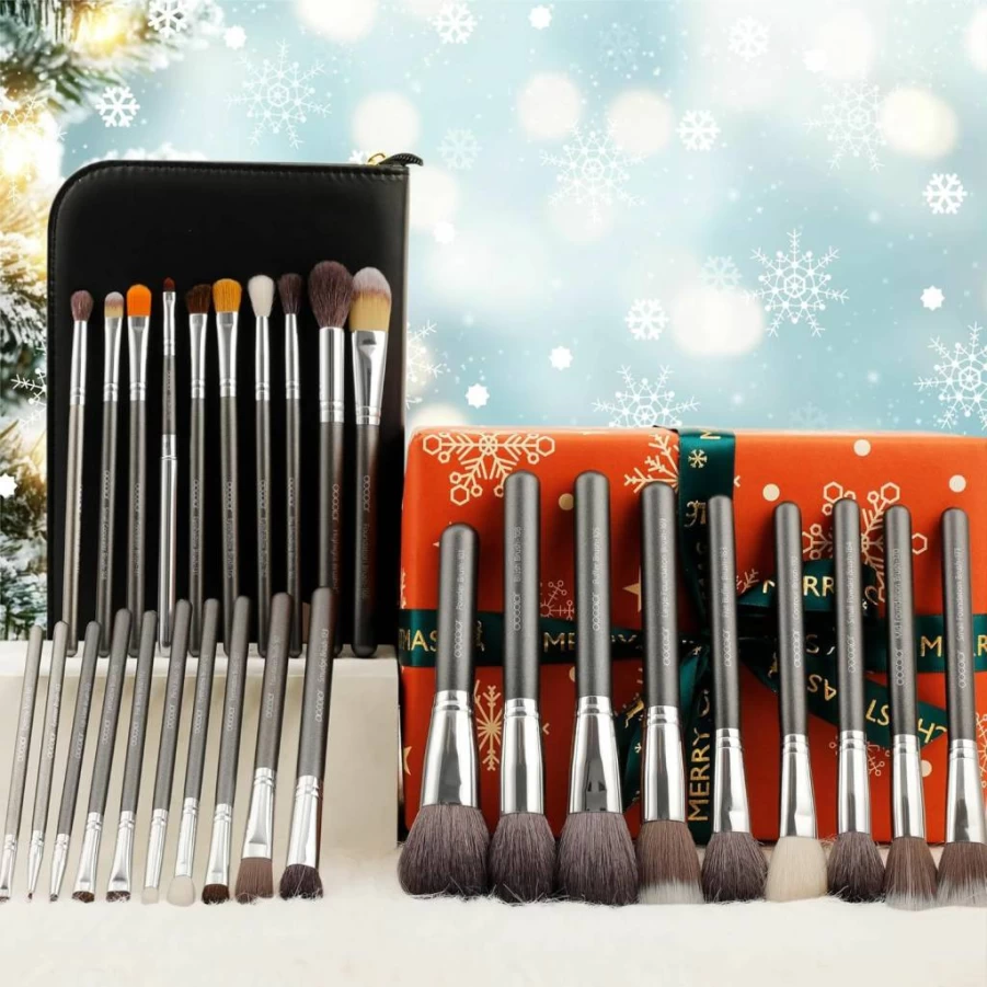 Docolor Ancient Egyptian Series 19Pcs Makeup Brush Set - Premium Synthetic Kabuki, Foundation, Contour, Blush, Eye Shadow & Concealer Brushes Kit