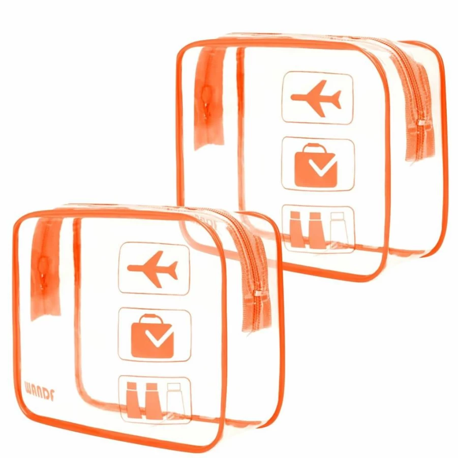 WANDF TSA Approved Clear Toiletry Bag 2-Pack, Quart Size Travel Cosmetic Pouch with Zippers for Men & Women, Carry-On Compliant Makeup Organizer