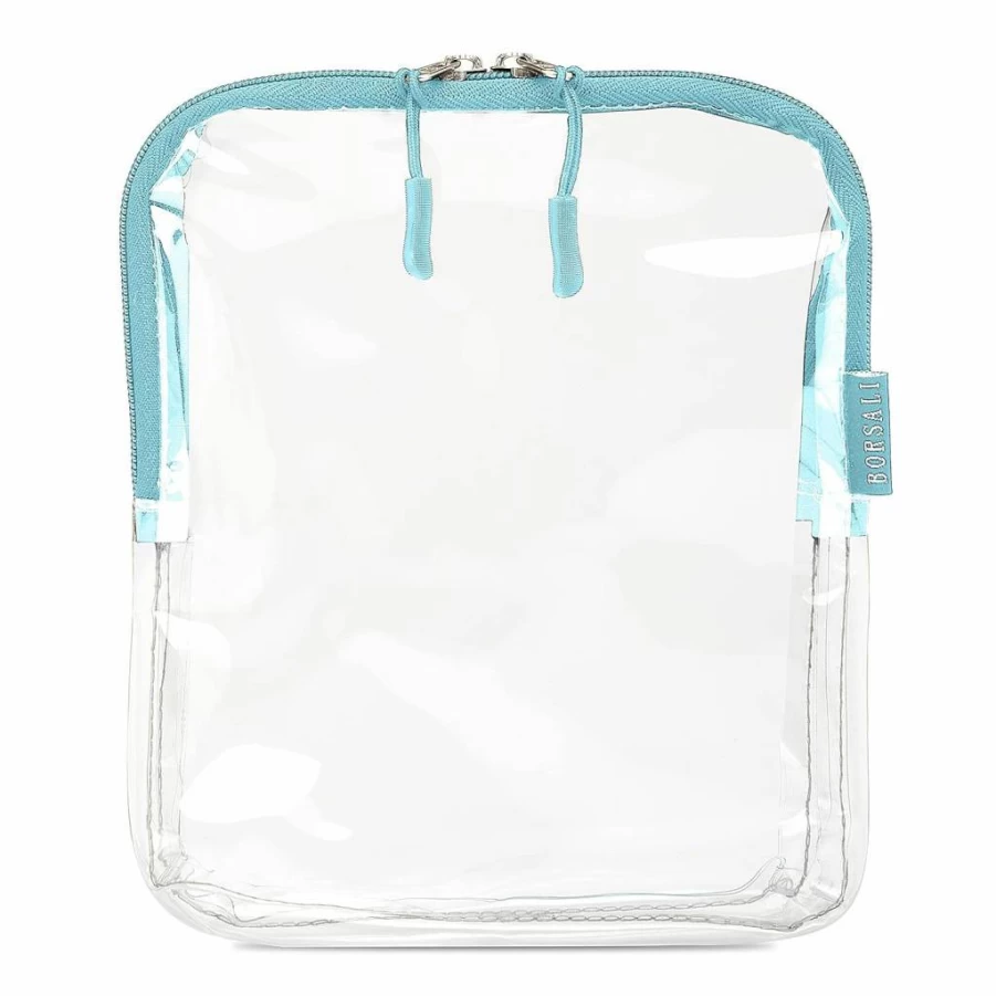 BORSALI Quart Size Clear Toiletry Bag 2 Pack - TSA Approved Carry On Travel Cosmetic & 3-1-1 Liquids Pouch for Toiletries
