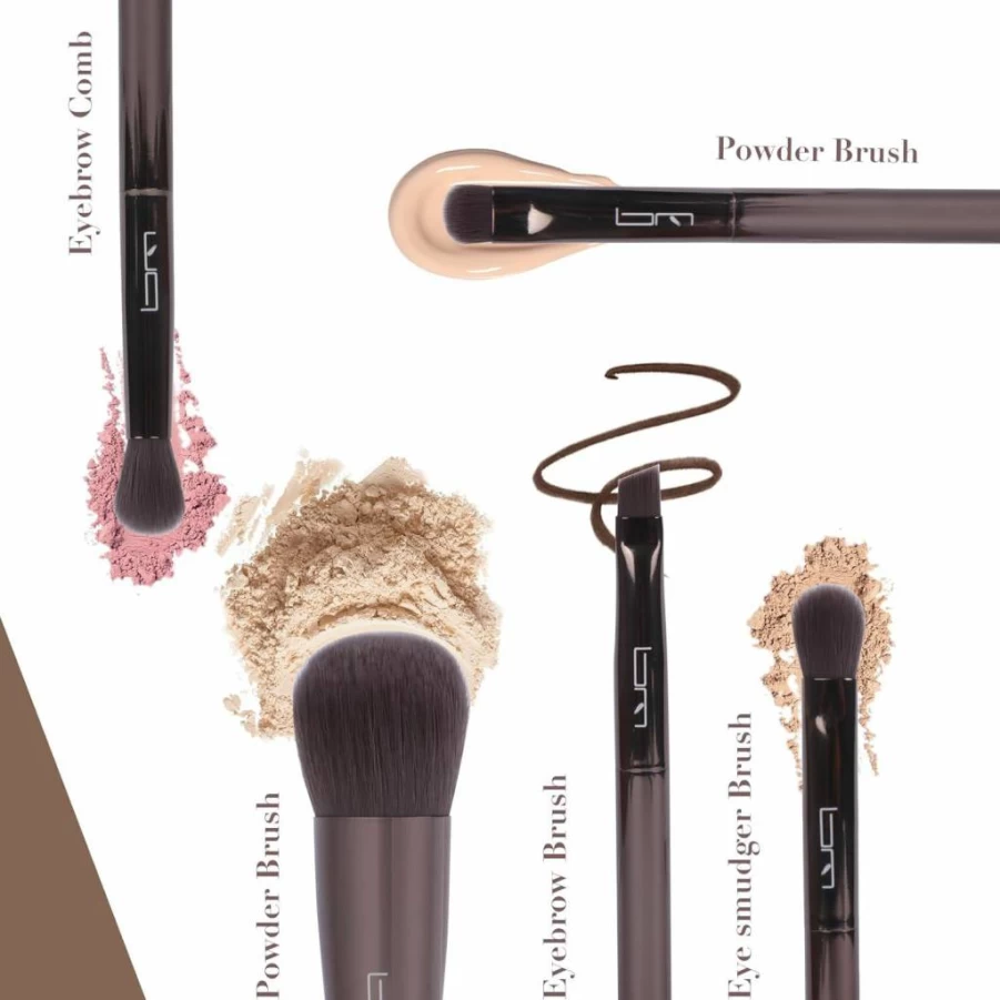 Brush Master 5-Piece Professional Travel Makeup Brush Set with Pouch - Portable Synthetic Cosmetic Brushes Kit in Carrying Case