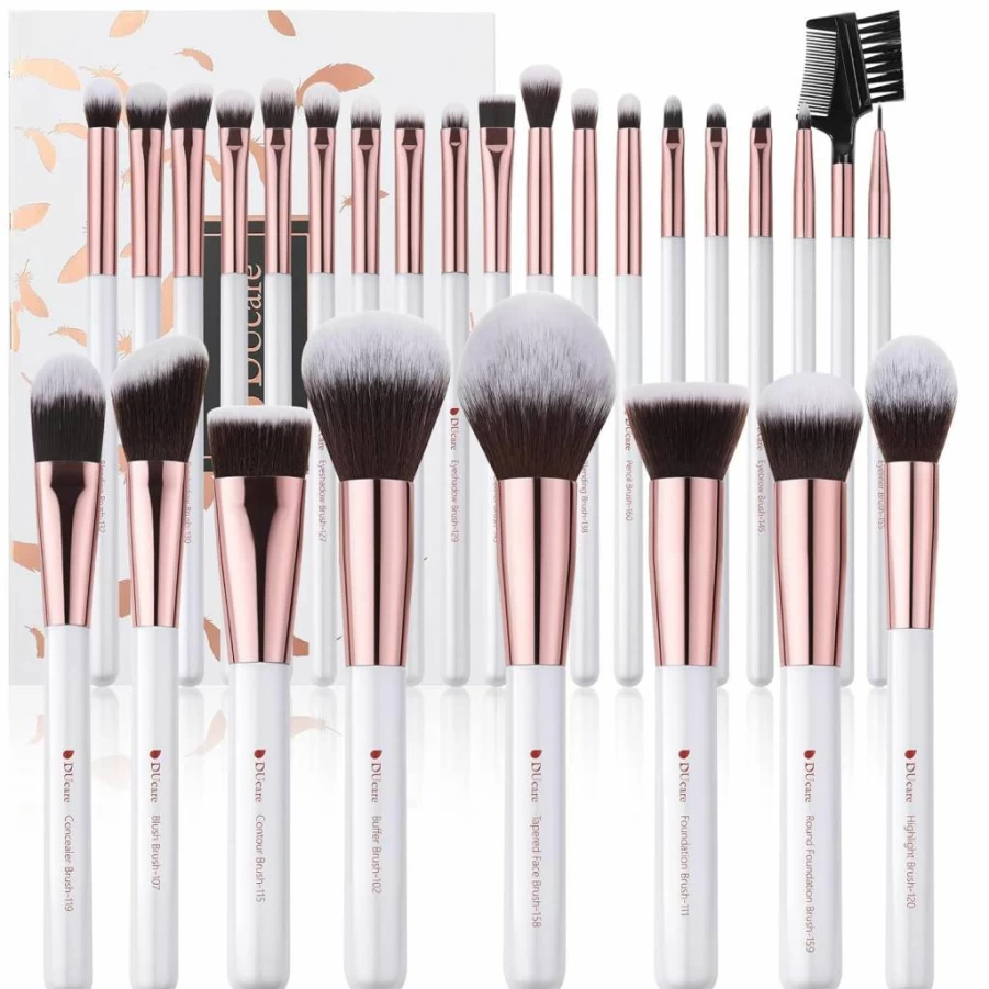 DUcare 27Pcs Professional Makeup Brush Set - Synthetic Kabuki Foundation, Blending, Powder, Blush, Concealer & Eyeshadow Brushes