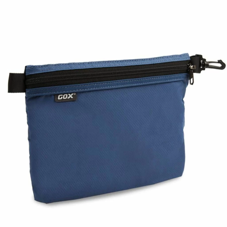 GOX Water-Resistant Nylon Travel Toiletry Bag for Carry On - Cosmetic Kit & Makeup Pouch with Zipper (Navy)