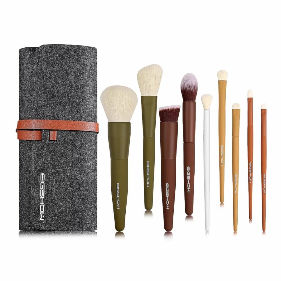 EIGSHOW 5-Piece Kabuki Makeup Brush Set - Ultra Soft Synthetic Fibers for Powder, Blush, Contouring & Highlighting