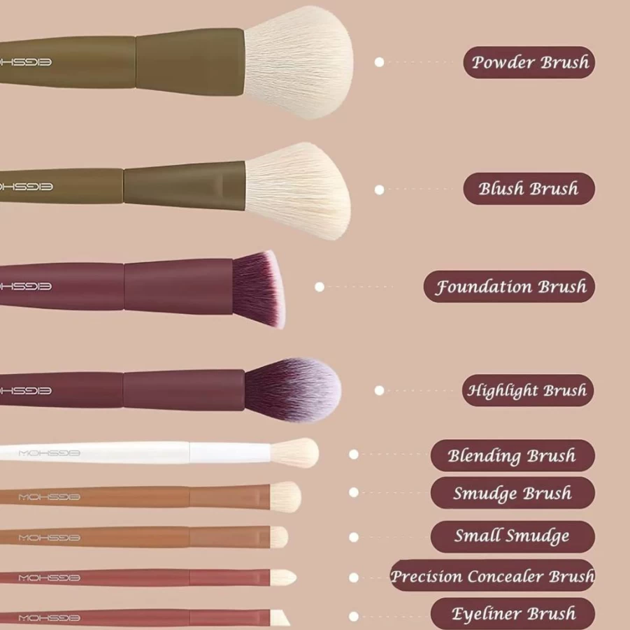 EIGSHOW 5-Piece Kabuki Makeup Brush Set - Ultra Soft Synthetic Fibers for Powder, Blush, Contouring & Highlighting