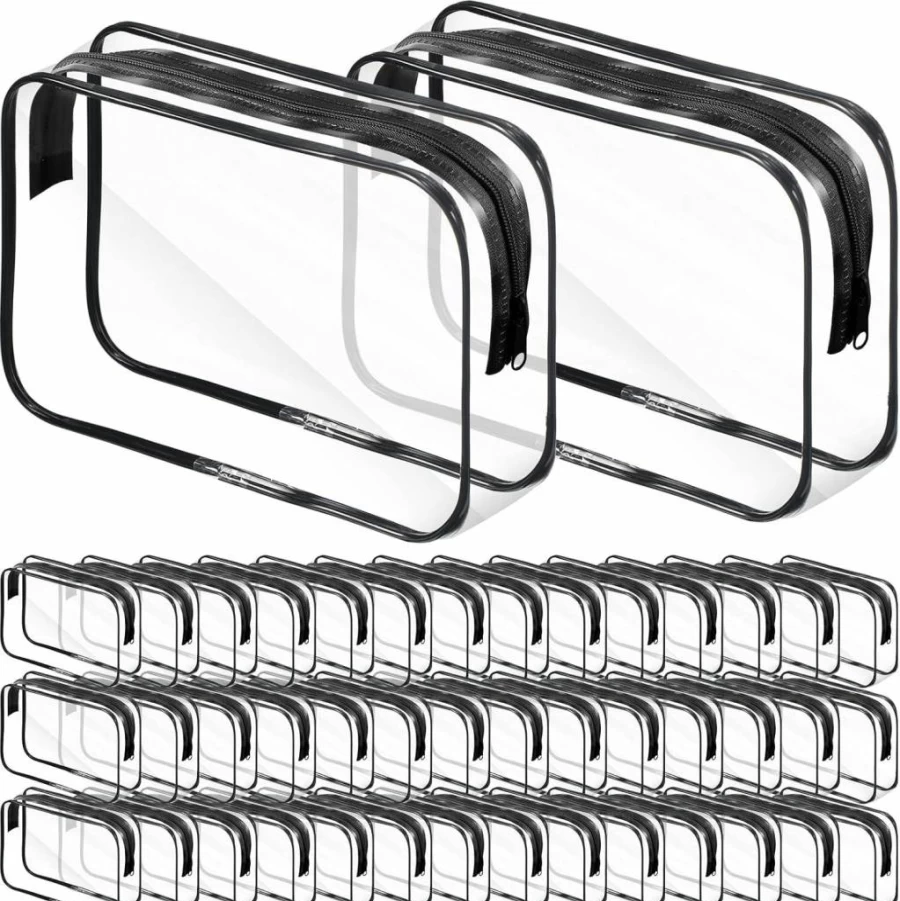 Reginary 36-Pack Clear PVC Travel Toiletry Bags with Zipper - Waterproof Cosmetic Makeup Organizer Pouches for Women & Men, Portable Bathroom Essentials Storage Cases