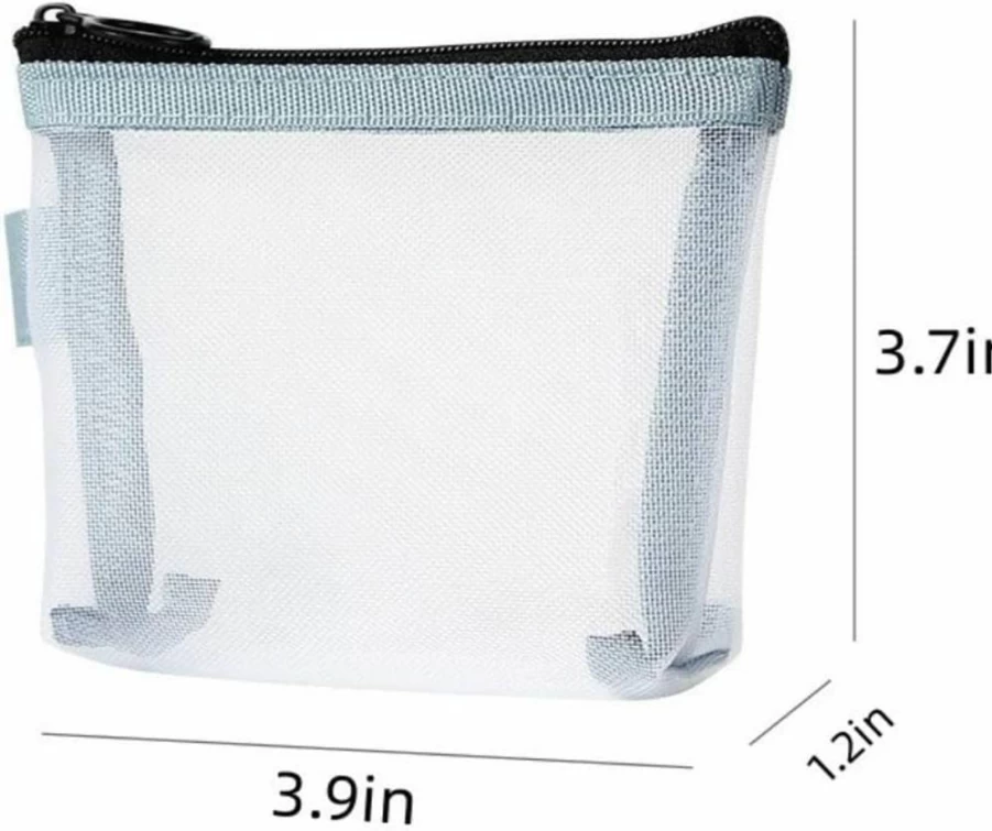 2Pcs TAVBAGVSK Mini Makeup Bags, Waterproof Small Cosmetic Pouches for Travel, Mesh Zipper Organizer for Lipstick, Jewelry, Coin Storage