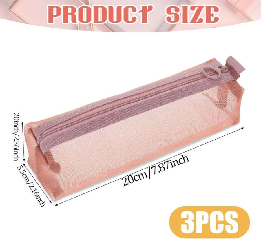 3Pcs Piriuuo Mesh Makeup Brush Bags - Portable Clear Zippered Cosmetic Pouches for Travel, Home & Office Organizer