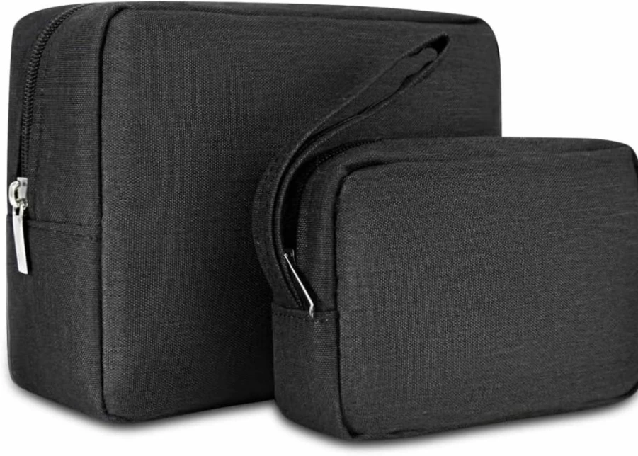 Omeily Travel Makeup Bag Organizer with Divider & Handle - Portable Cosmetic & Toiletry Case for Women, Skincare Storage Pouch, Bathroom Counter Essentials, Ideal Gift for Girls