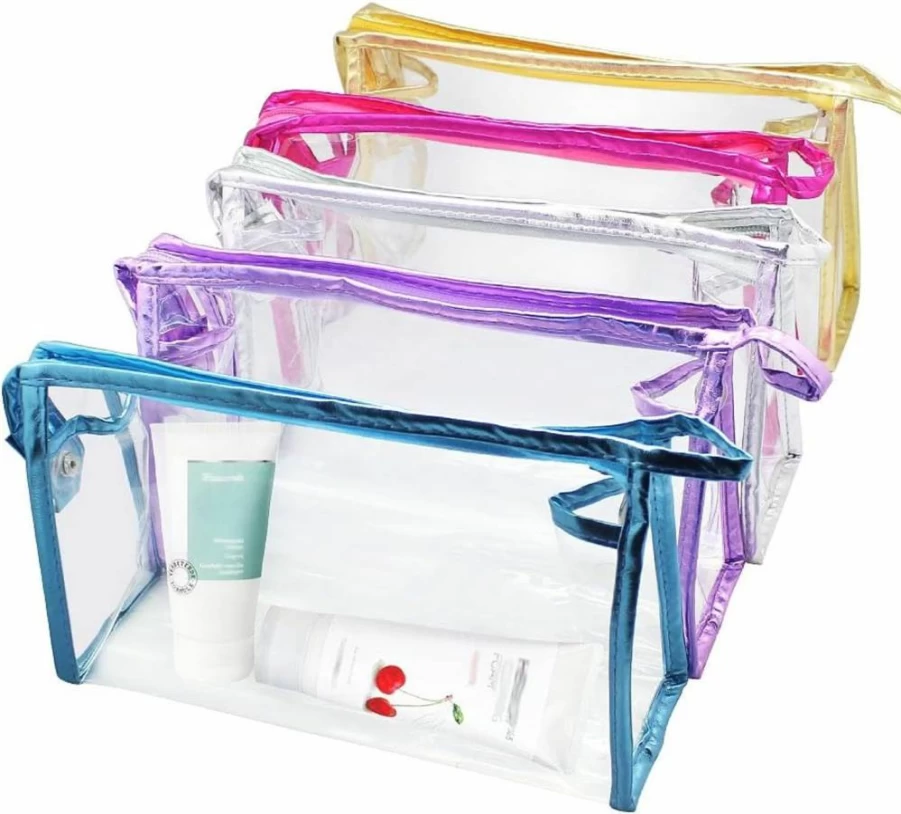 Meetory 10-Pack Clear PVC Waterproof Makeup Bags with Zipper, Transparent Travel Toiletry Organizer for Cosmetics, Bathroom & Vacation Essentials