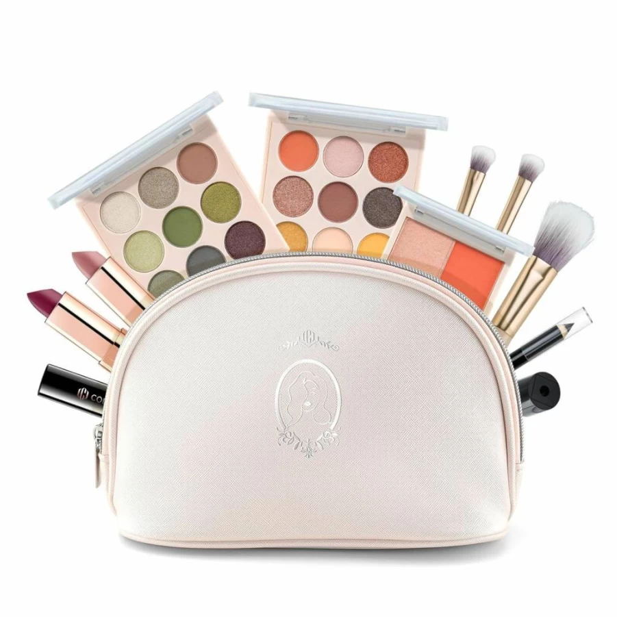 Color Nymph All-in-One Makeup Kit for Teens | Complete Starter Set with Eyeshadow, Blush, Lipstick, Mascara & Brushes | Includes Travel Cosmetic Bag (White)