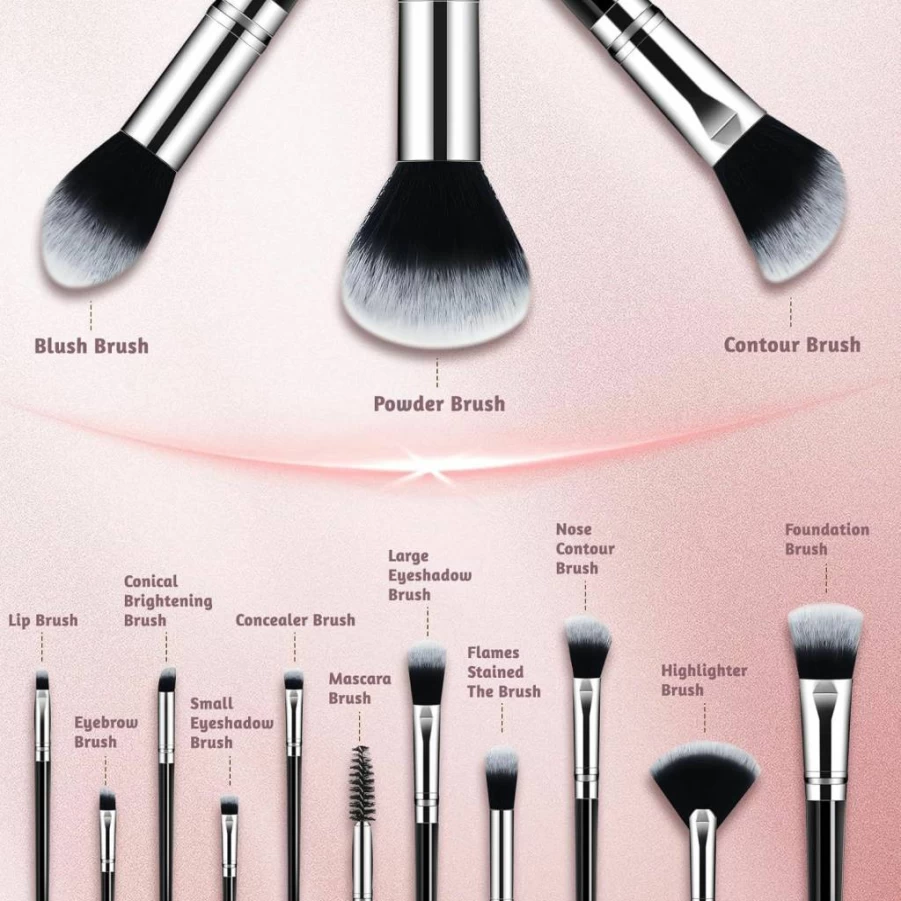 SOYOK 14-Piece Premium Synthetic Makeup Brush Set - Foundation, Concealer, Blush & Eyeshadow Brushes for Professional & Travel Makeup (Black)