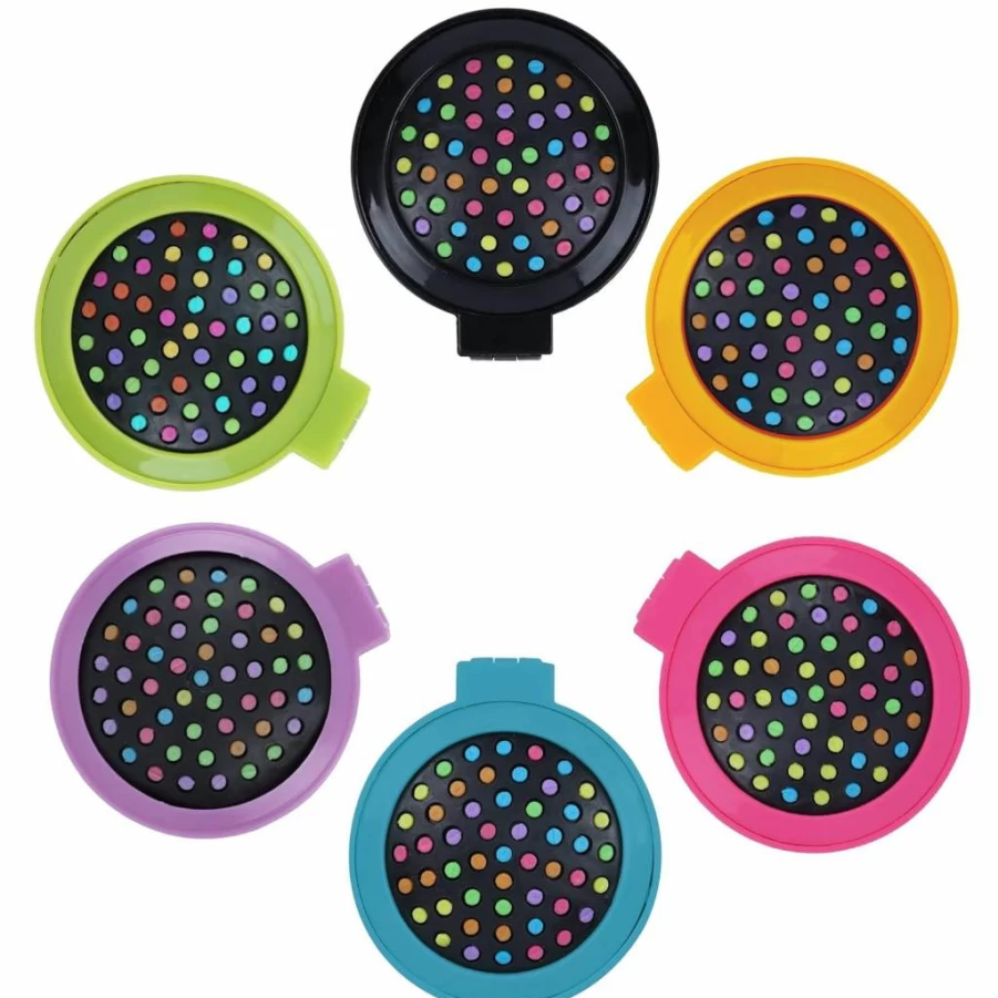 Happy Trees 6-Piece Round Travel Hair Brush Set with Mirror - Folding Pocket Hairbrush & Mini Comb, Portable Makeup Mirror for On-the-Go (Dark Colors)
