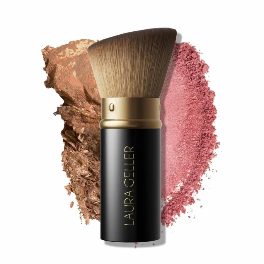 LAURA GELLER NEW YORK Retractable Kabuki Brush for Liquid, Cream & Powder Makeup - Travel-Friendly Aluminum Handle