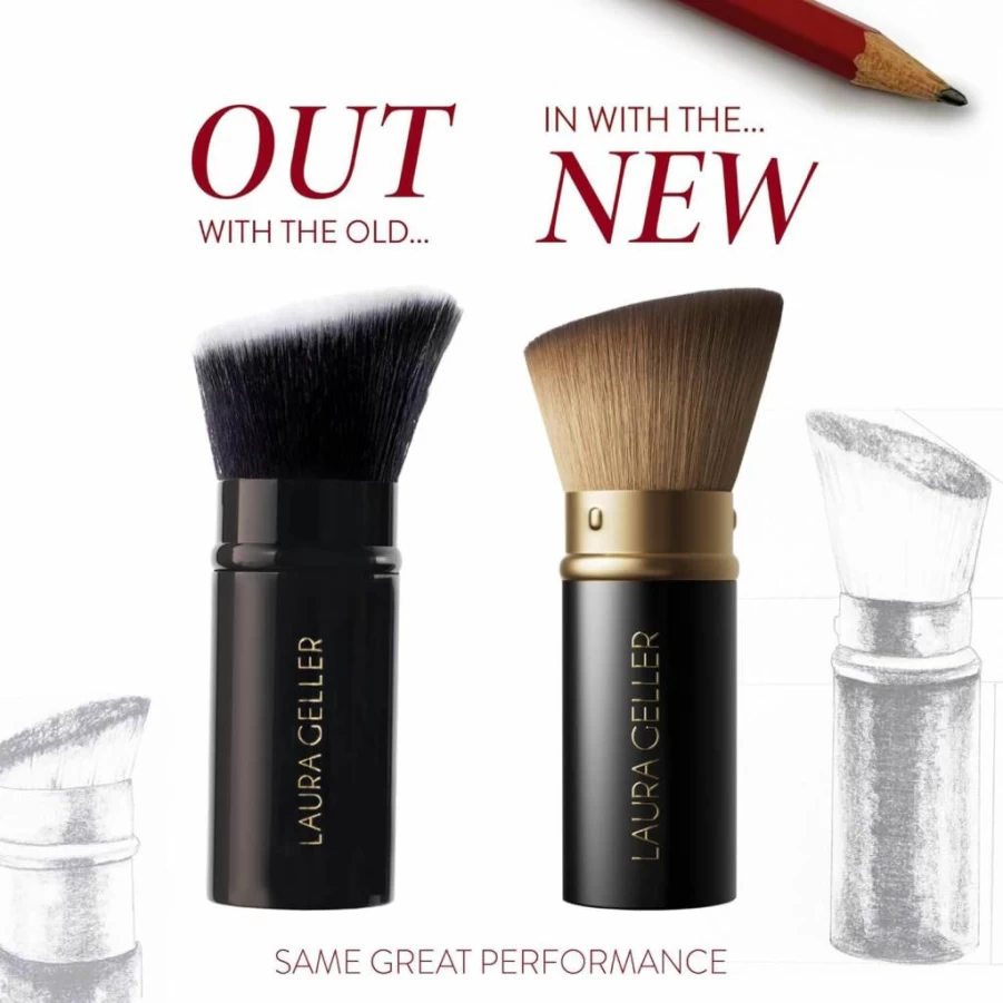 LAURA GELLER NEW YORK Retractable Kabuki Brush for Liquid, Cream & Powder Makeup - Travel-Friendly Aluminum Handle