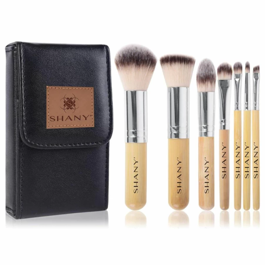 SHANY 7-Piece Vegan Bamboo Makeup Brush Set with Premium Synthetic Bristles & Cotton Pouch - Professional Cruelty-Free Cosmetics Brushes