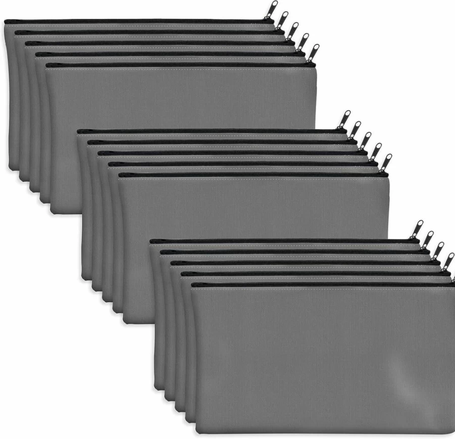 15 Pack Vantasii Blank Cotton Canvas Zipper Pouches for DIY Craft, Makeup, Pencil Case, Toiletry & Stationery Storage