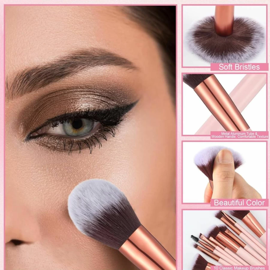 ProSuites 20-Piece Travel Makeup Brush Set with Mirror, Storage Bag & 8 Sponges - Portable Cosmetic Kit for Home, Party & On-The-Go