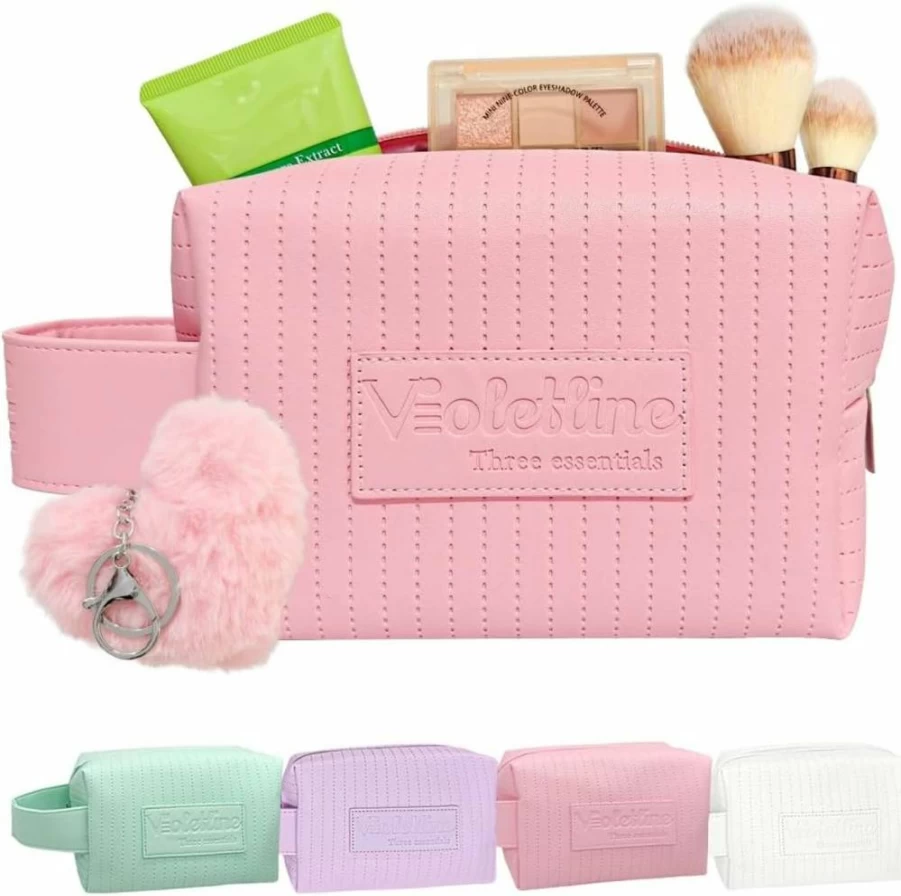 Violetline Large Waterproof Travel Makeup Bag - Foldable Cosmetic Organizer with Handle, Spacious Toiletry Pouch for Women, Green Portable Makeup Case