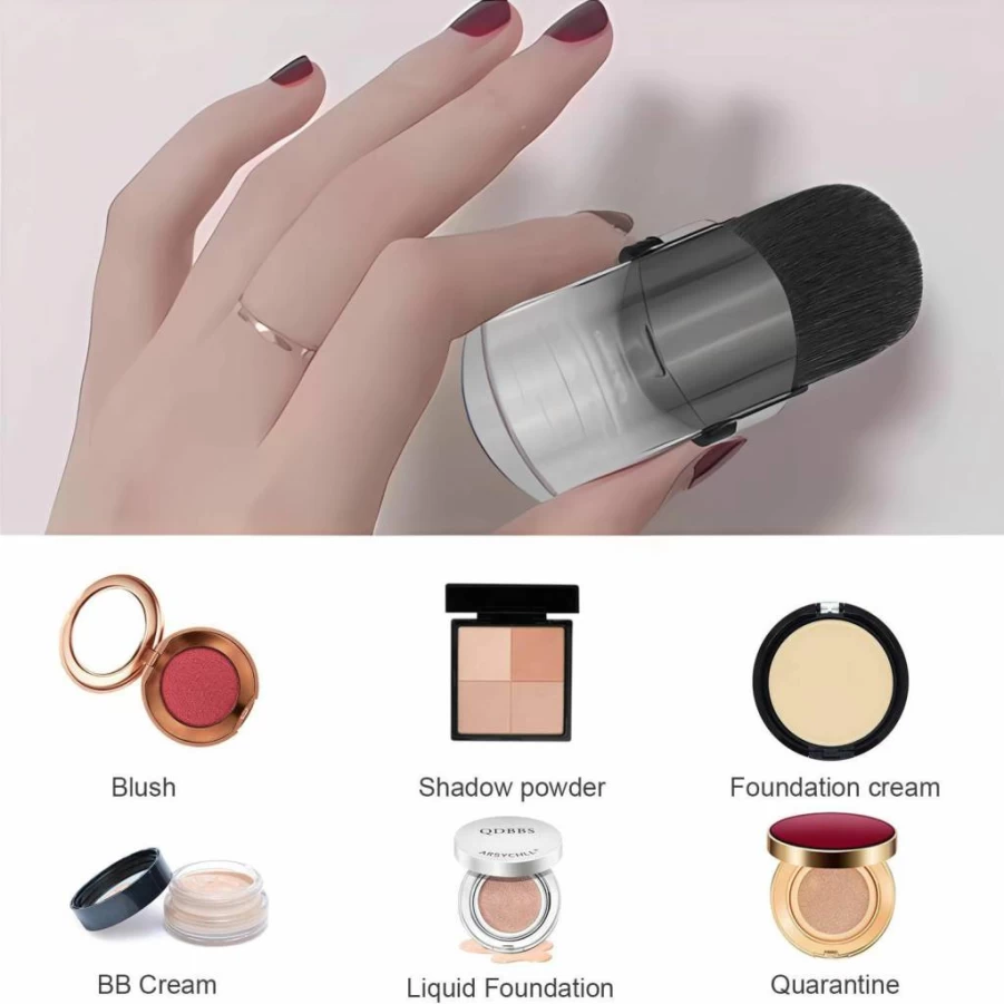 Bling Toman Retractable Mini Blush Brush - Travel Makeup Brush for Powder, Cream & Liquid Cosmetics | Portable Telescopic Foundation & Bronzer Brush (1 Piece)