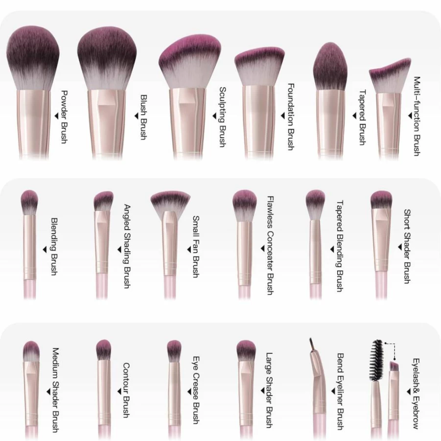 MAANGE 18-Piece Professional Makeup Brush Set with Case - Premium Synthetic Kabuki, Foundation, Blush & Eyeshadow Brushes - Ideal Christmas Gift (Coffee)