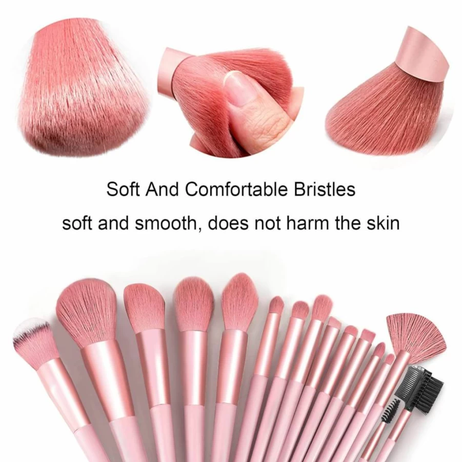 Koccido 22-Piece Pink Makeup Brush Set - Foundation, Eyeshadow, Blending Brushes for Professional Cosmetics Application