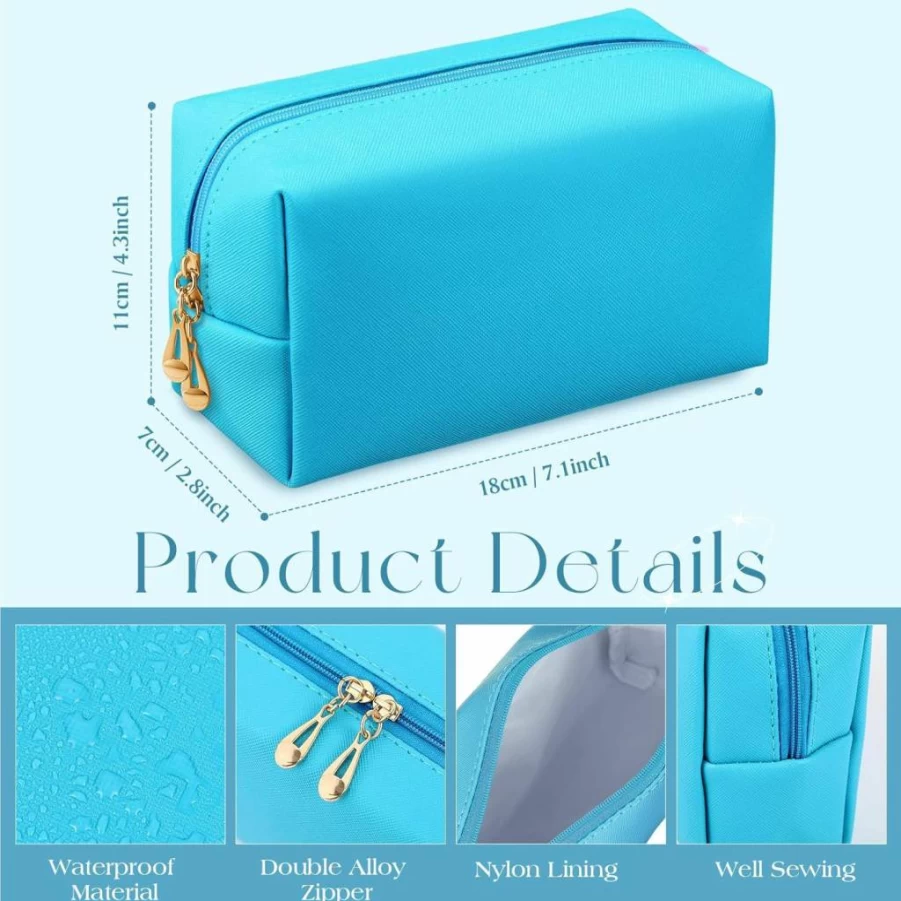 Kigeli 15 Pcs Ivory White PU Leather Makeup Bags Set - Waterproof Cosmetic Pouches for Women, Travel Toiletry Organizer, Party Gifts Bulk Storage