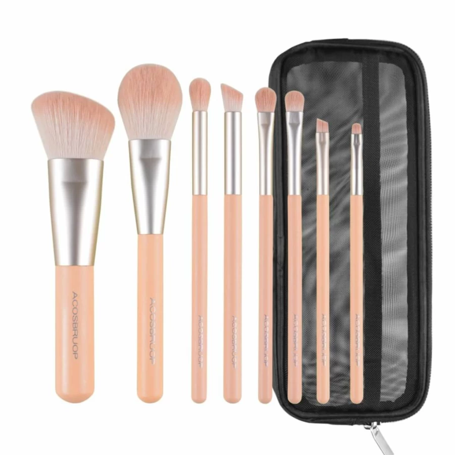 ACOSBRUOP 8-Piece Professional Makeup Brush Set with Travel Case - Premium Cosmetic Brushes for Flawless Application